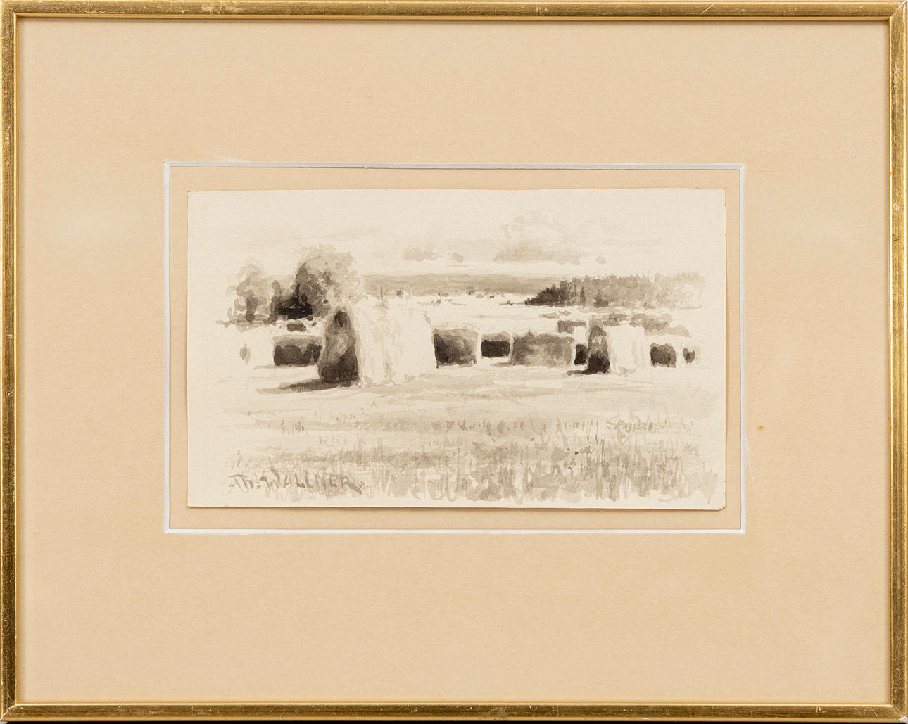 THURE WALLNER. Hay on horses, marker, signed.