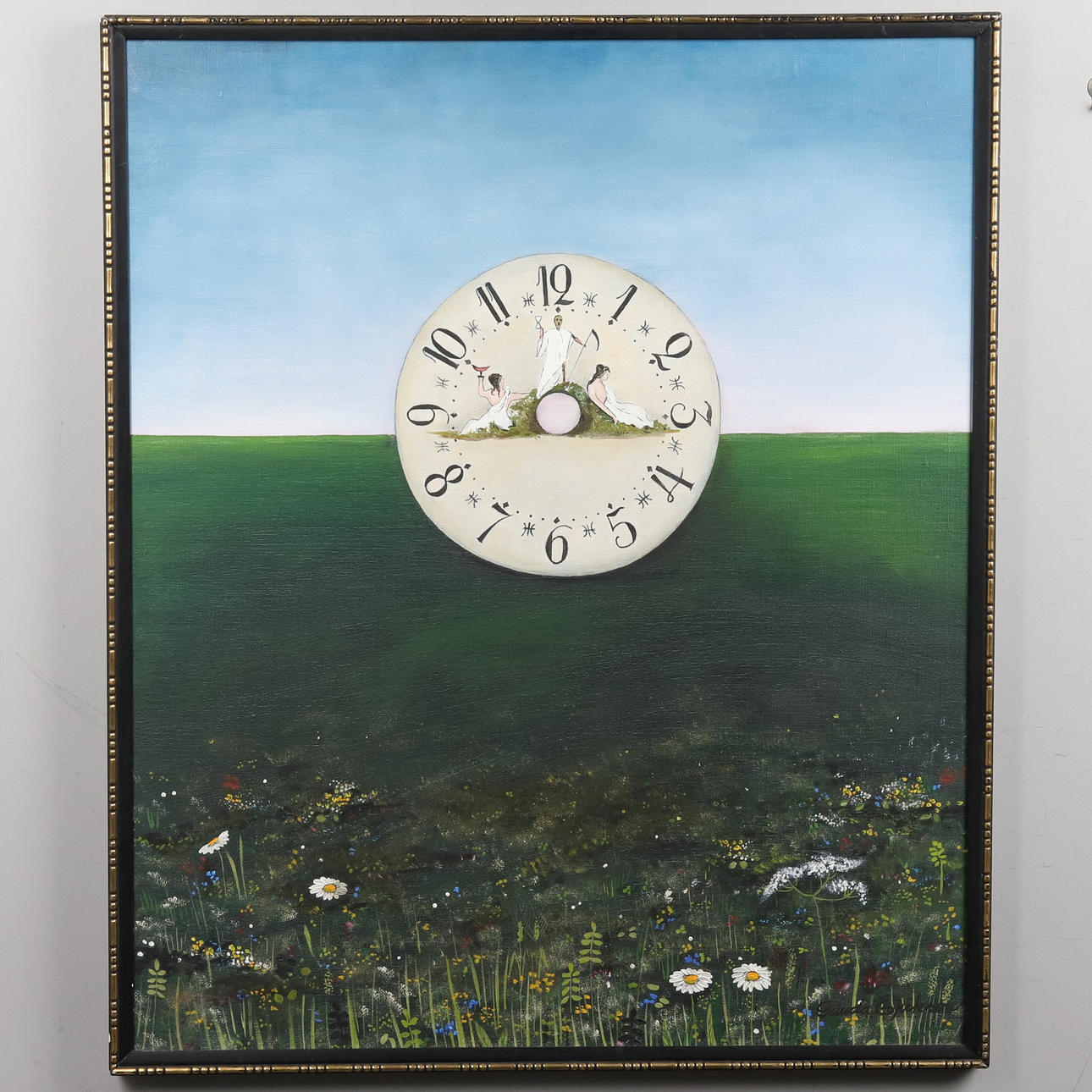 GUNDA ERIKSON. OIL ON CANVAS, “Dial 1", signed.