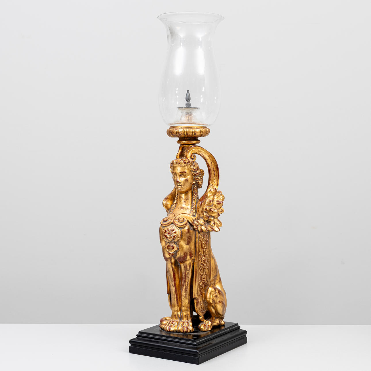 A bronze and glass lantern, contemporary.