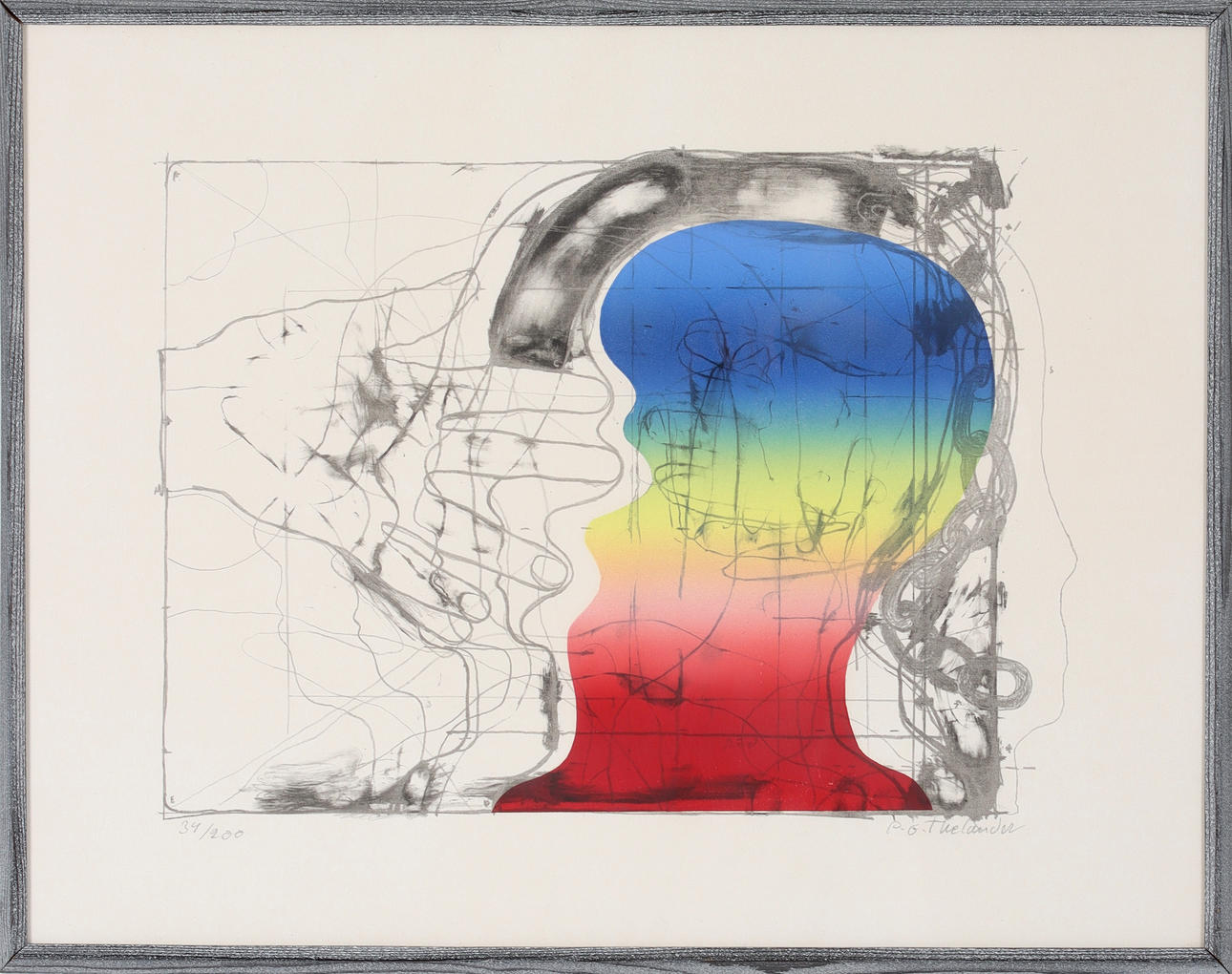 PER GUNNAR THELANDER. Composition, lithograph in colours, signed and numbered 34/200.