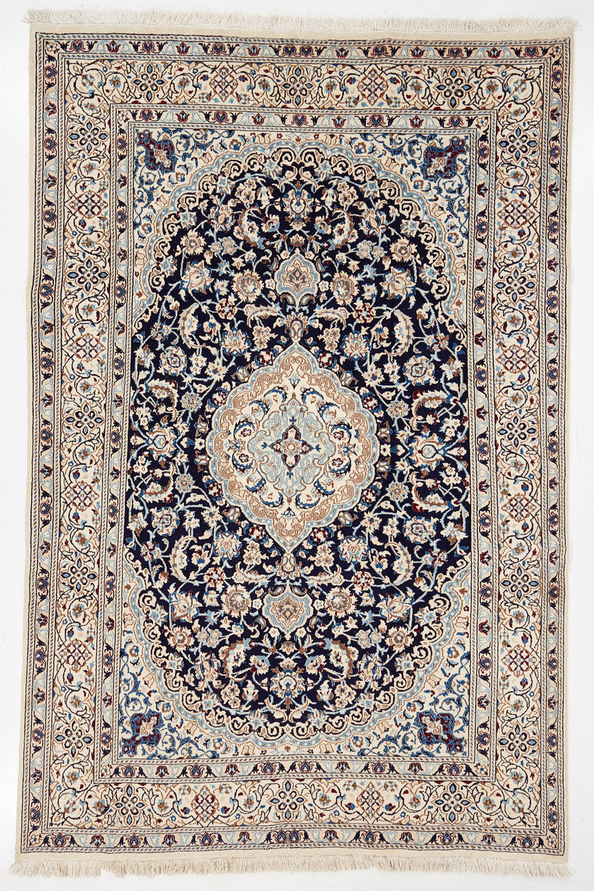 ORIENT CARPET, Nain, dark blue and beige.