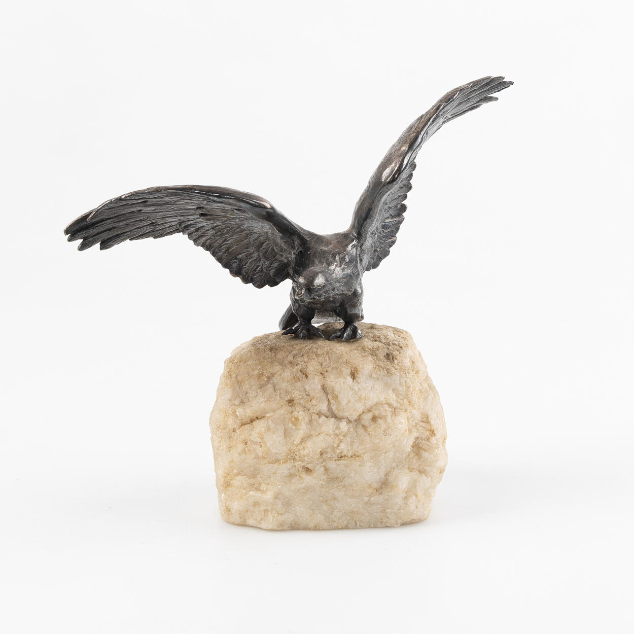 SCULPTURE, EAGLE, bronzed white metal.