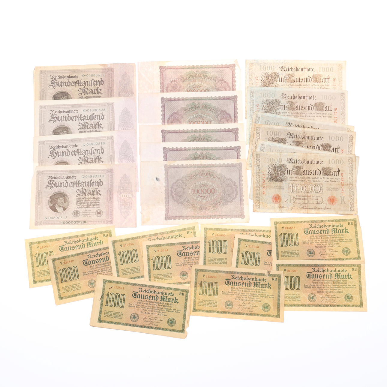 COLLECTION OF NOTGELD GERMAN BANKNOTES, INCLUDING 100,000 MARK AND ...
