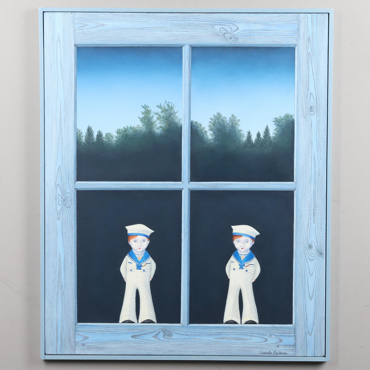 GUNDA ERIKSON. OIL ON CANVAS, “The Window”, signed.