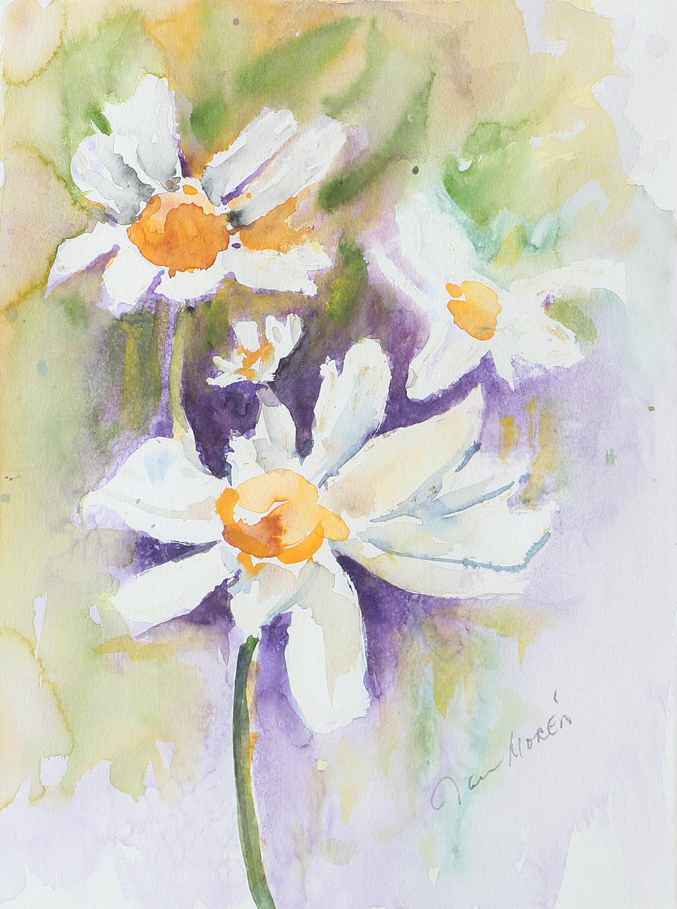 JAN NORÉN. Flowers, watercolor, signed.