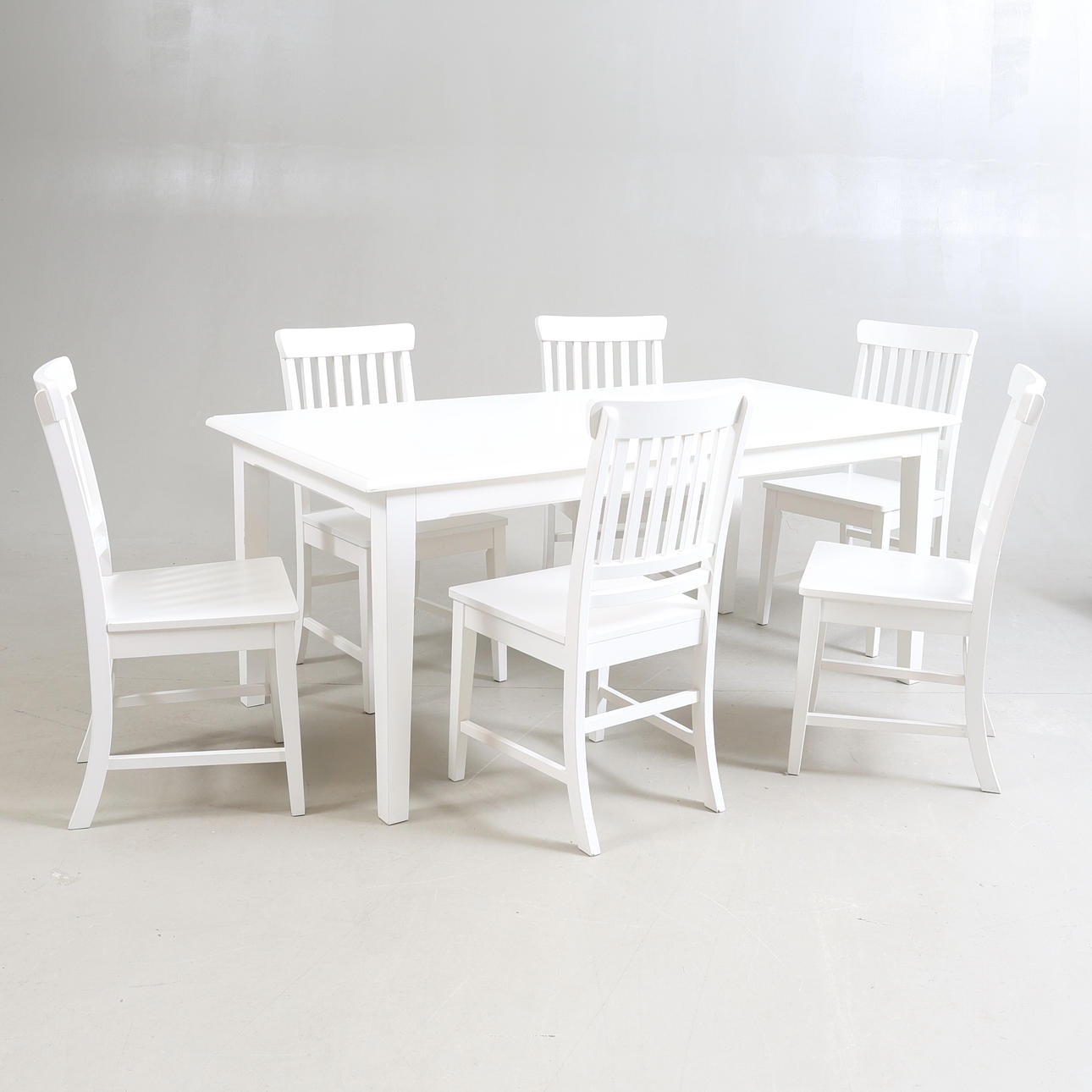 MATGRUPP, 7 delar, lackerat trä, samtida.