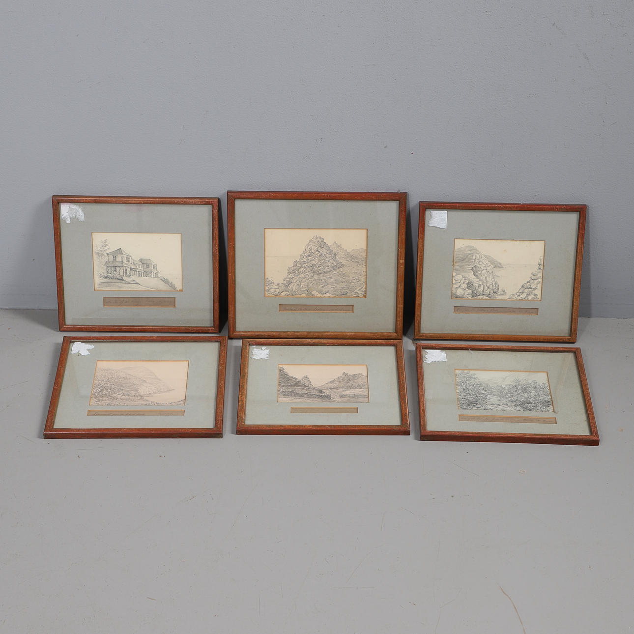 SIX 19TH CENTURY NORTH DEVON PENCIL DRAWINGS.