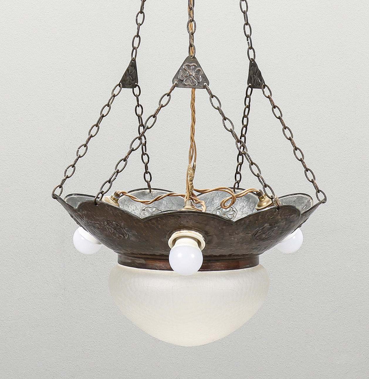 CEILING LAMP Jugend, copper with glass cup.