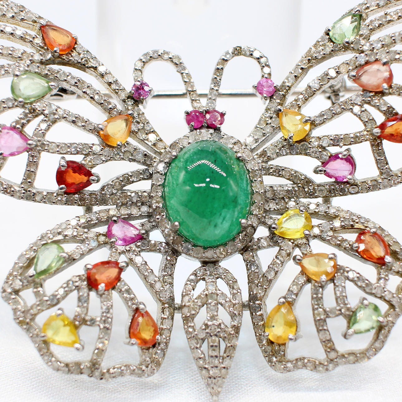 EMERALD, SAPPHIRE & DIAMOND BUTTERFLY.