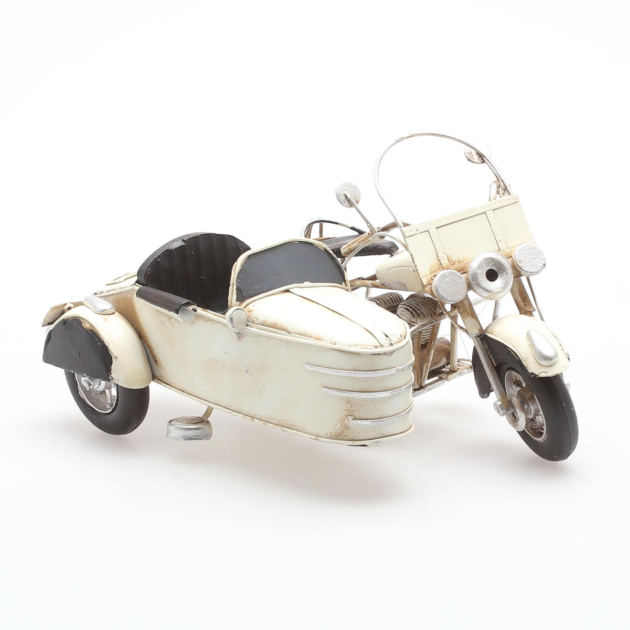 MOTORCYKEL MED SIDOVAGN, leksak, plåt, sent 1900-tal.