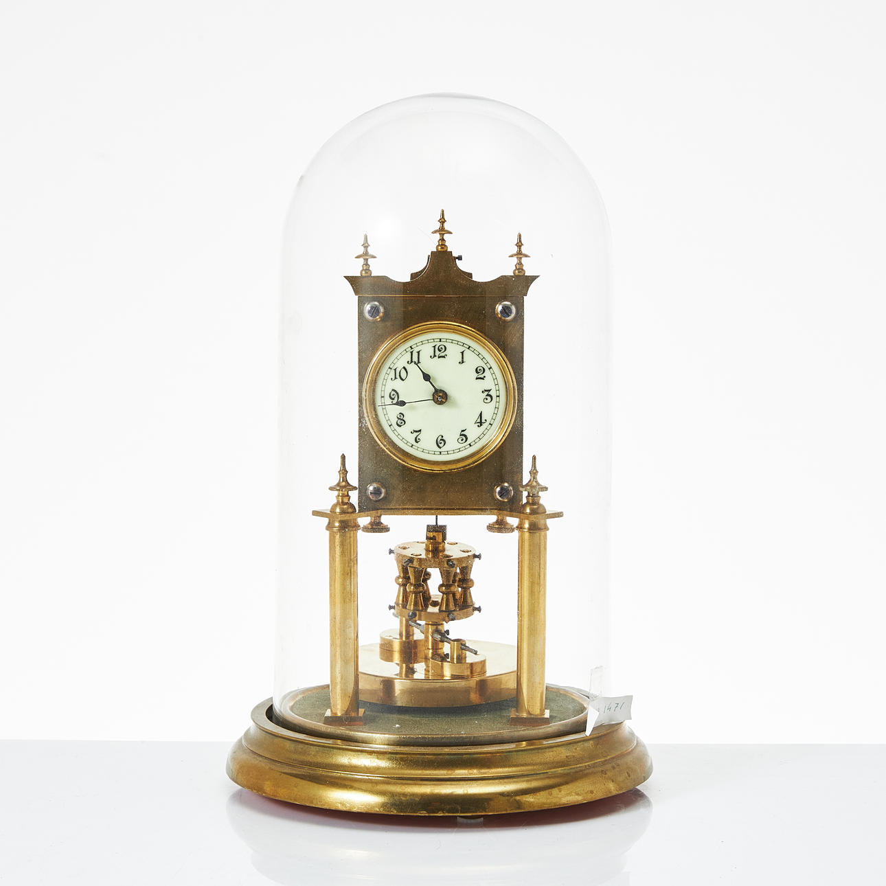 TABLE CLOCK, German Patent Angemeldet Anniversary Clock, brass, glass ...