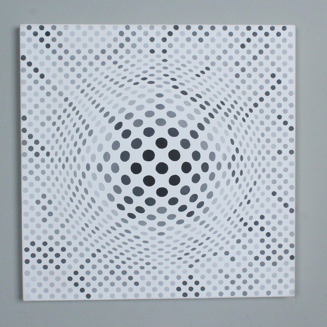 LENA LÁSZLÓ. acrylic on canvas, 'exactly 529 dots'.