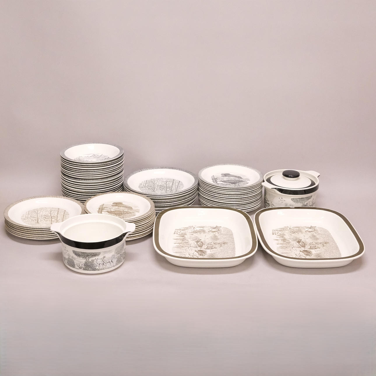 DINING SET, “SWEDISH NATURE”, REED STRAND, 72 PIECES.