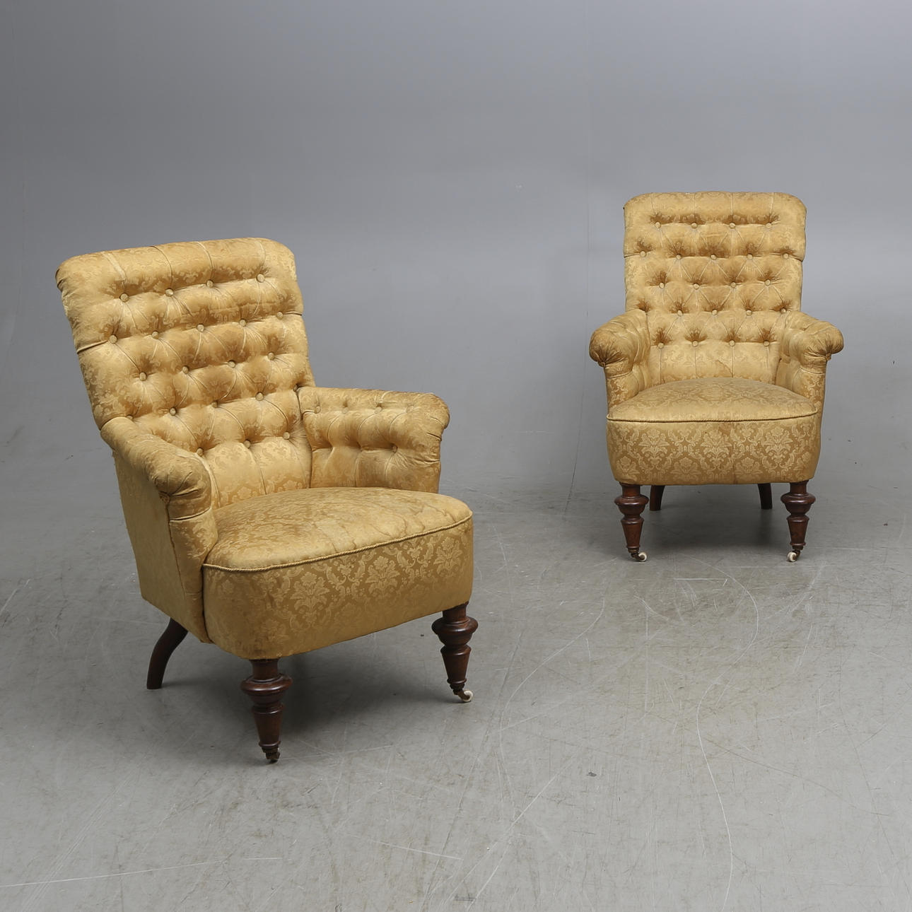 FÅTÖLJER, ett par, nyrokoko, sent 1800-tal.