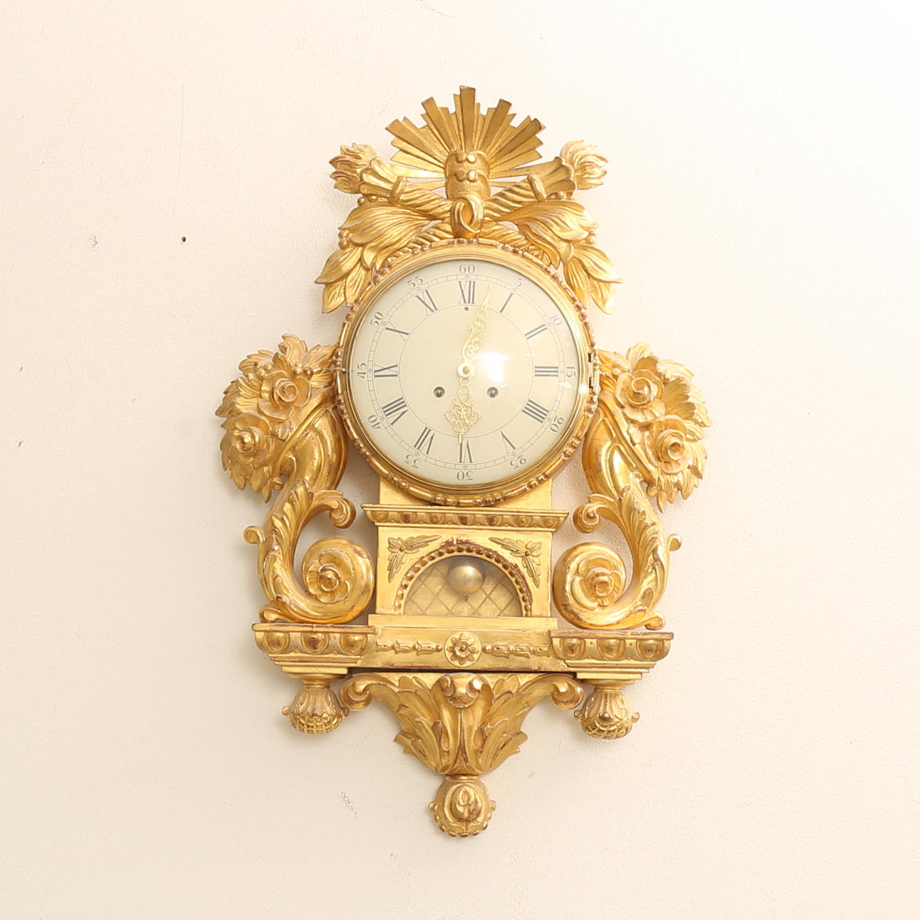 VÄGGPENDYL, bronserad och förgylld, 1900-tal.