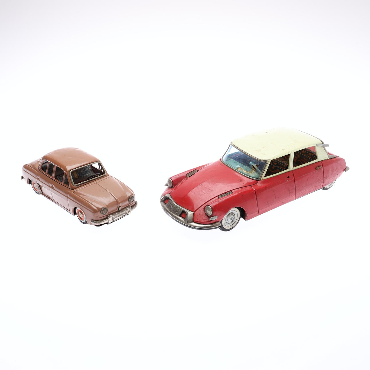 BANDAI MADE IN JAPAN TIN MODELS OF A CITROEN DS 19 AND RENAULT