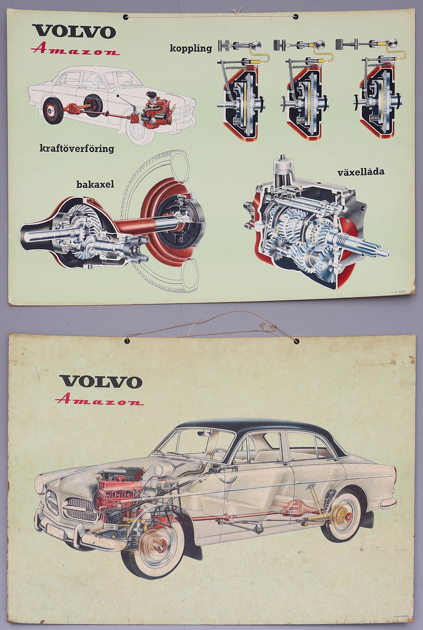 PLANSCHER, 2 stycken, Volvo Amazon, Wezäta.