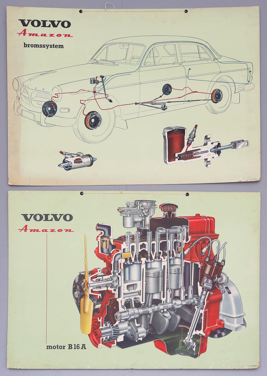 PLANSCHER, 2 stycken, Volvo Amazon, Wezäta.