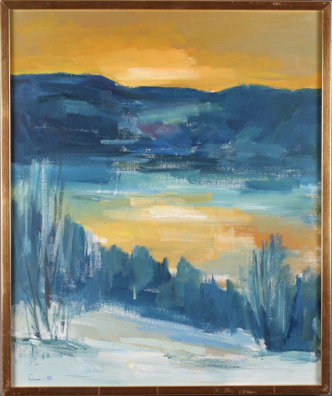 EINAR WENNBERG. "Senvinter vid sundet", olja på duk, signerad och daterad -83.