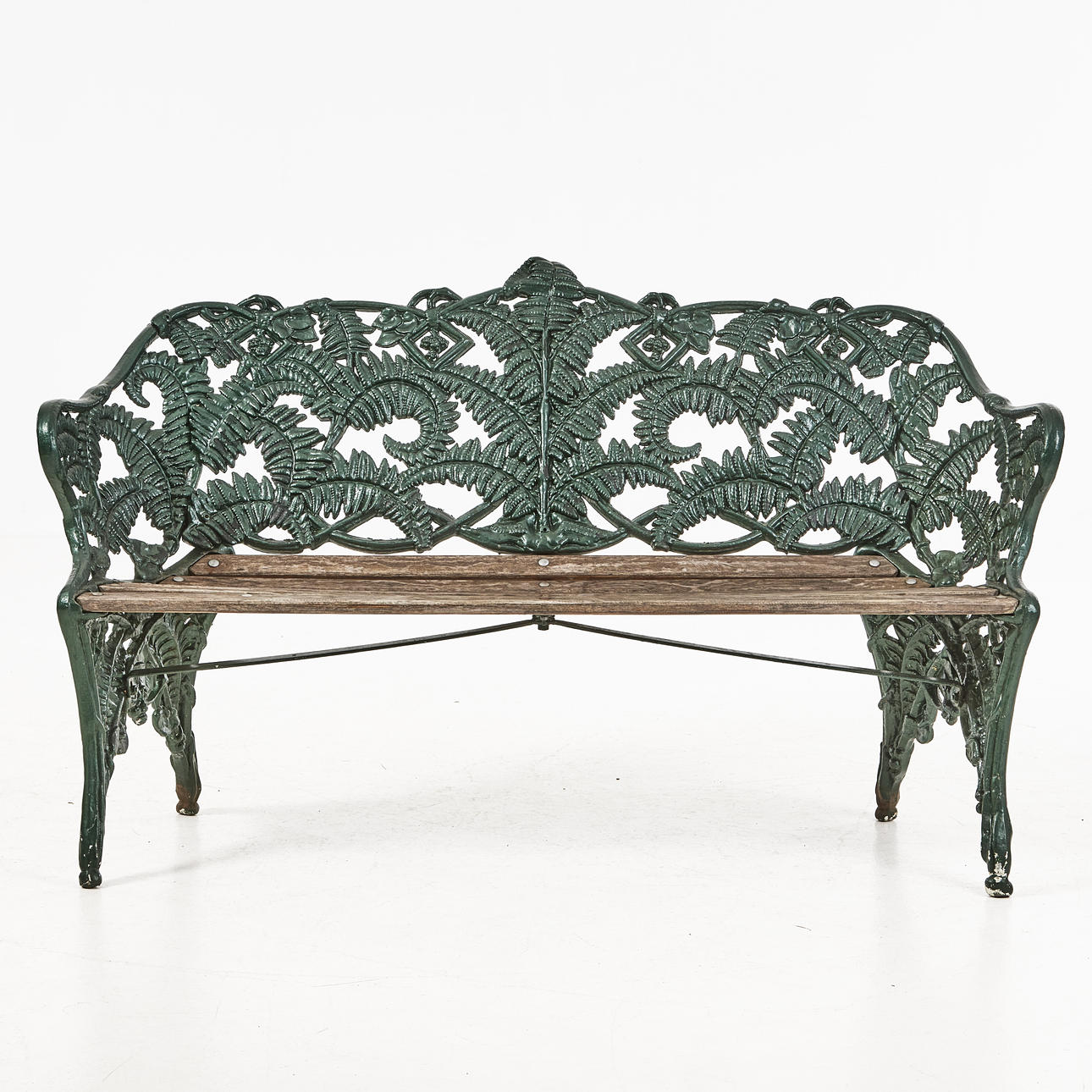 TRÄDGÅRDSSOFFA, "Ormbunke", Byarums Bruk, grönlackerat gjutjärn.