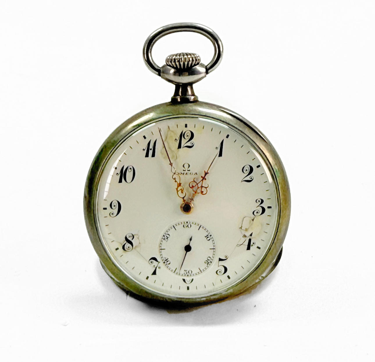 POCKET WATCH - Silver, OMEGA 6147948, included case.