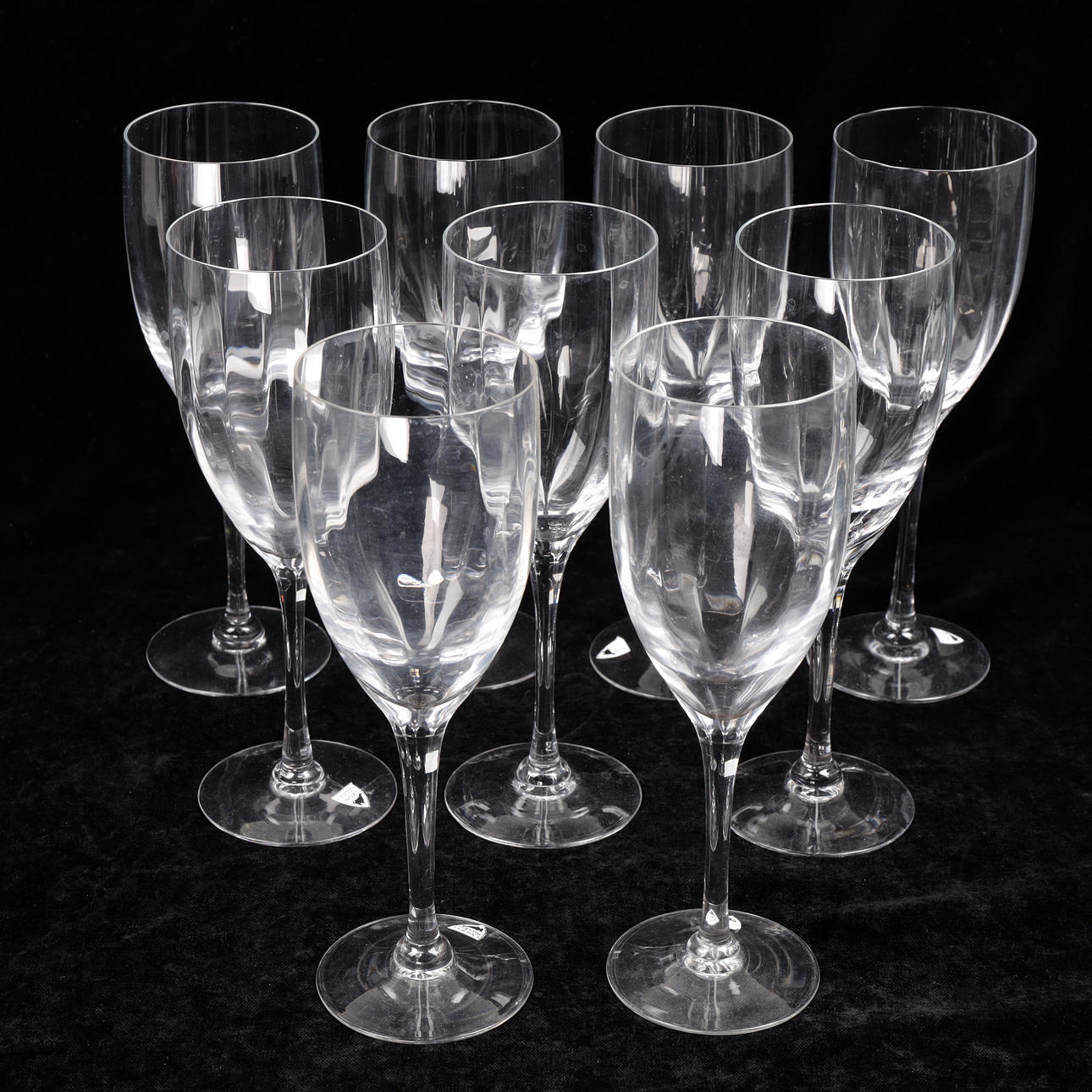 BERTIL VALLIEN. “Chateau”, wine glasses, 9 pcs, Orrefors.