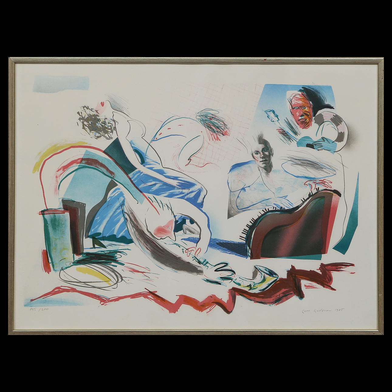 LARS KARLSSON, LITHOGRAPH 145/200, SIGNED, DATED, GLAZED.