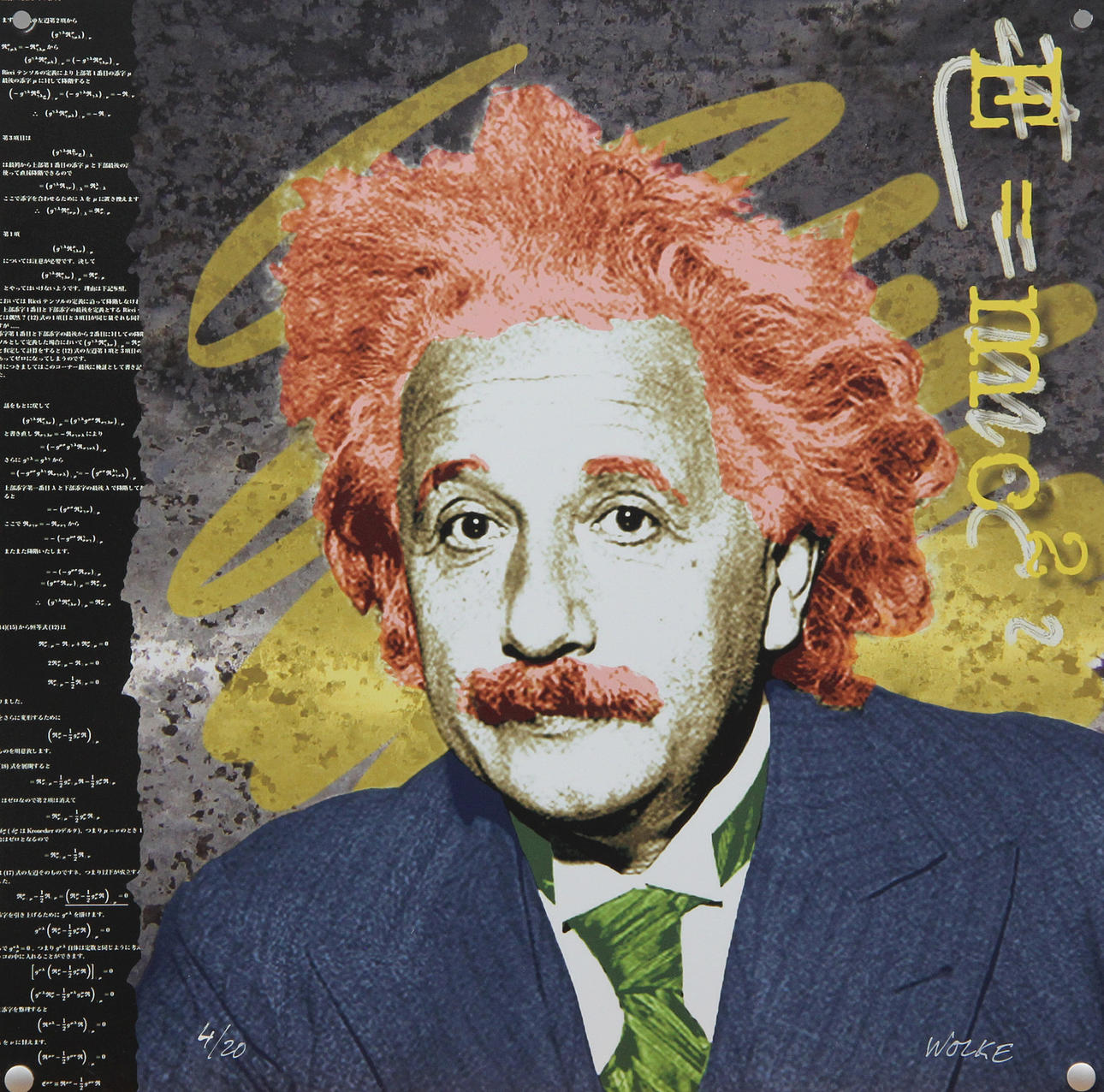 ANDERS WOLKE. ARTWORK, Einstein, metal, signed.