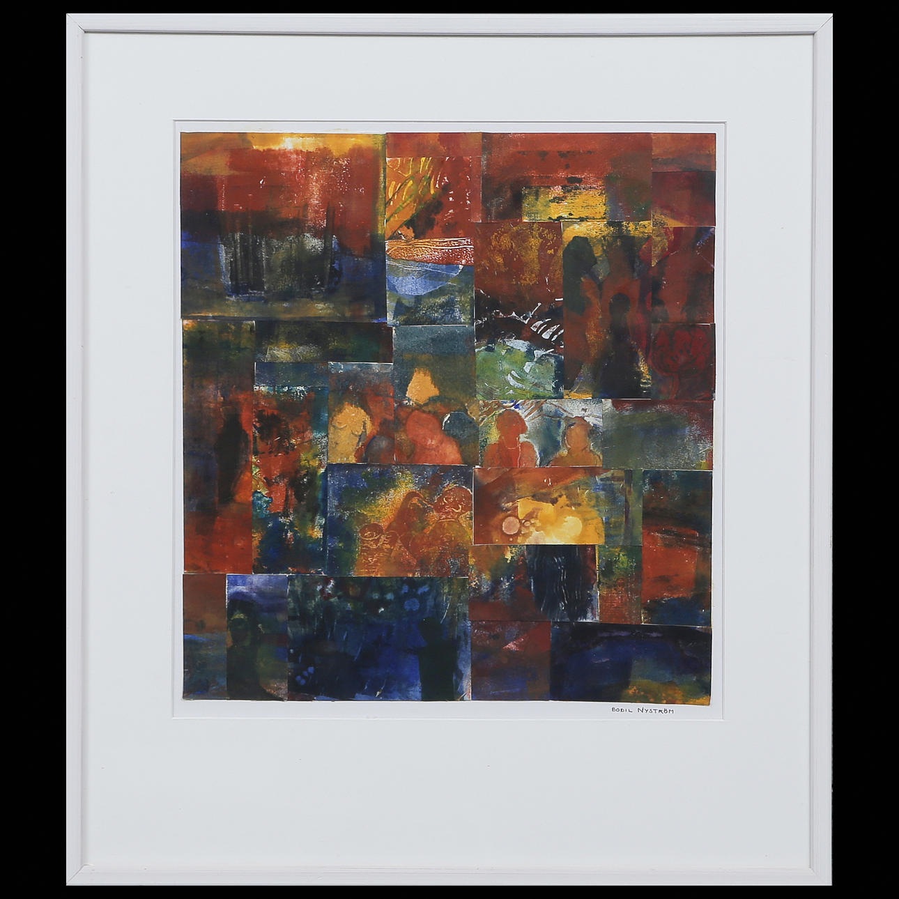 BODIL NYSTRÖM “REFLECTION OF PROXIMITY FAR AWAY” GRAPHICS COLLAGE, COMPOSITION, SIGNED GLAZED.