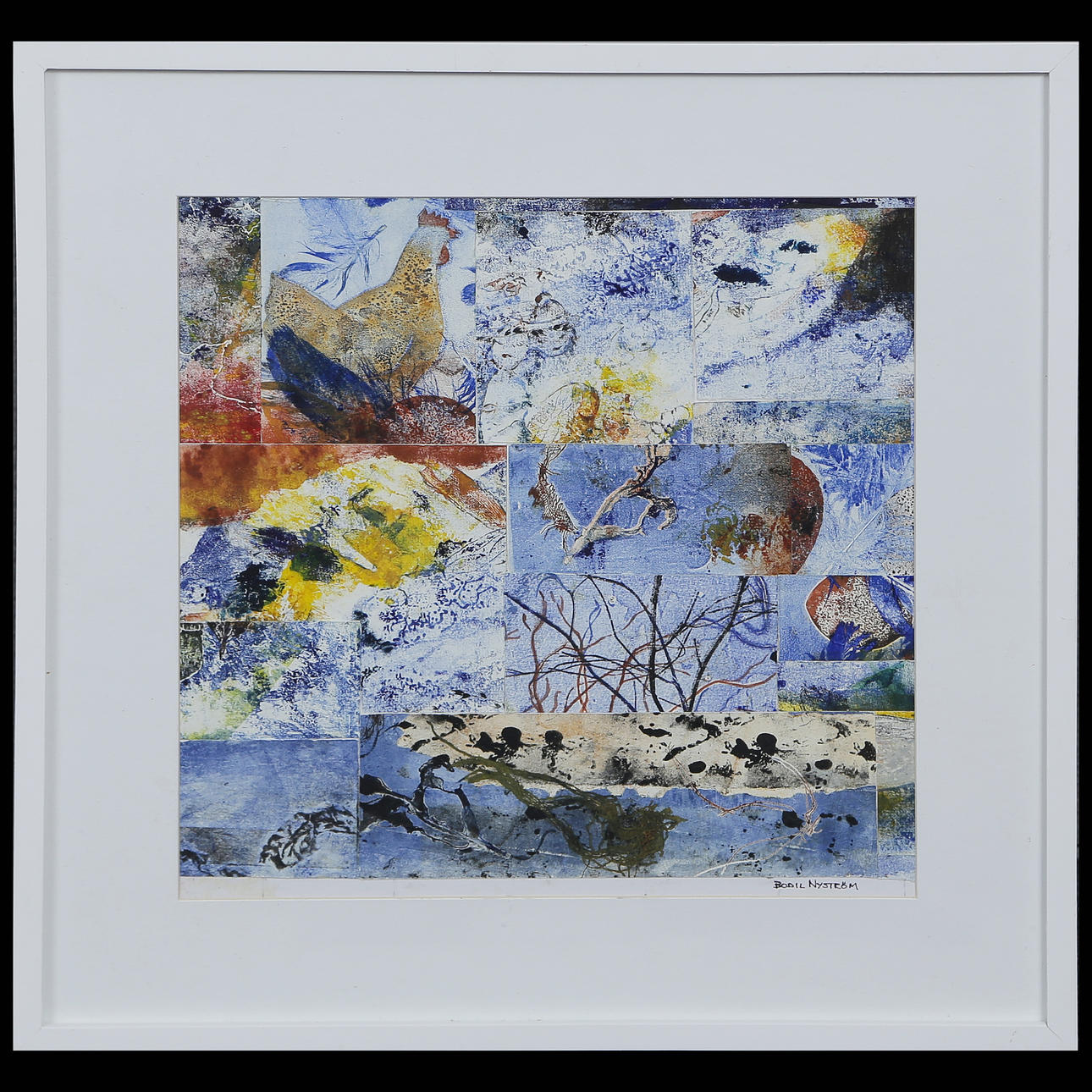 BODIL NYSTRÖM, MIXED MEDIA, COMPOSITION, SIGNED GLAZED.