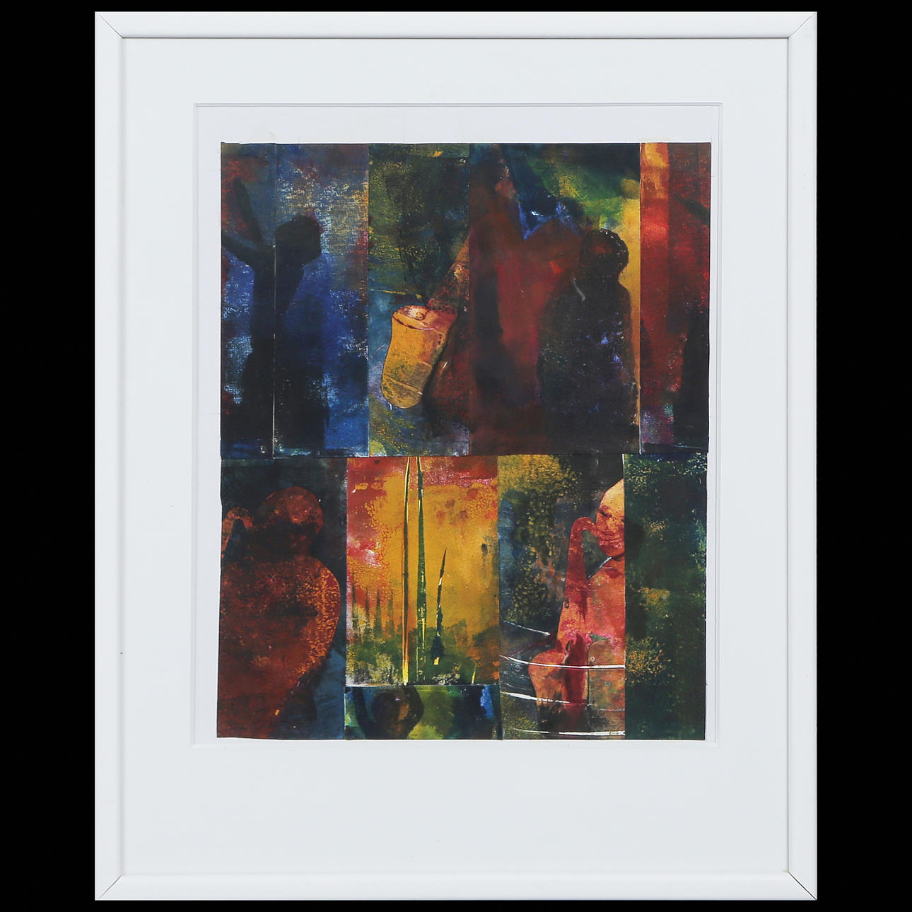 BODIL NYSTRÖM “MUSICIAN & DANCE” COMPOSITION/GRAPHIC COLLAGE, SIGNED GLAZED.