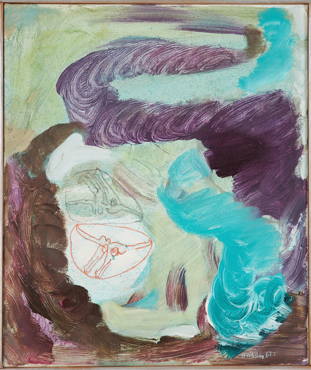 HANS VIKSTEN. Composition, acrylic on canvas, signed and dated 67.