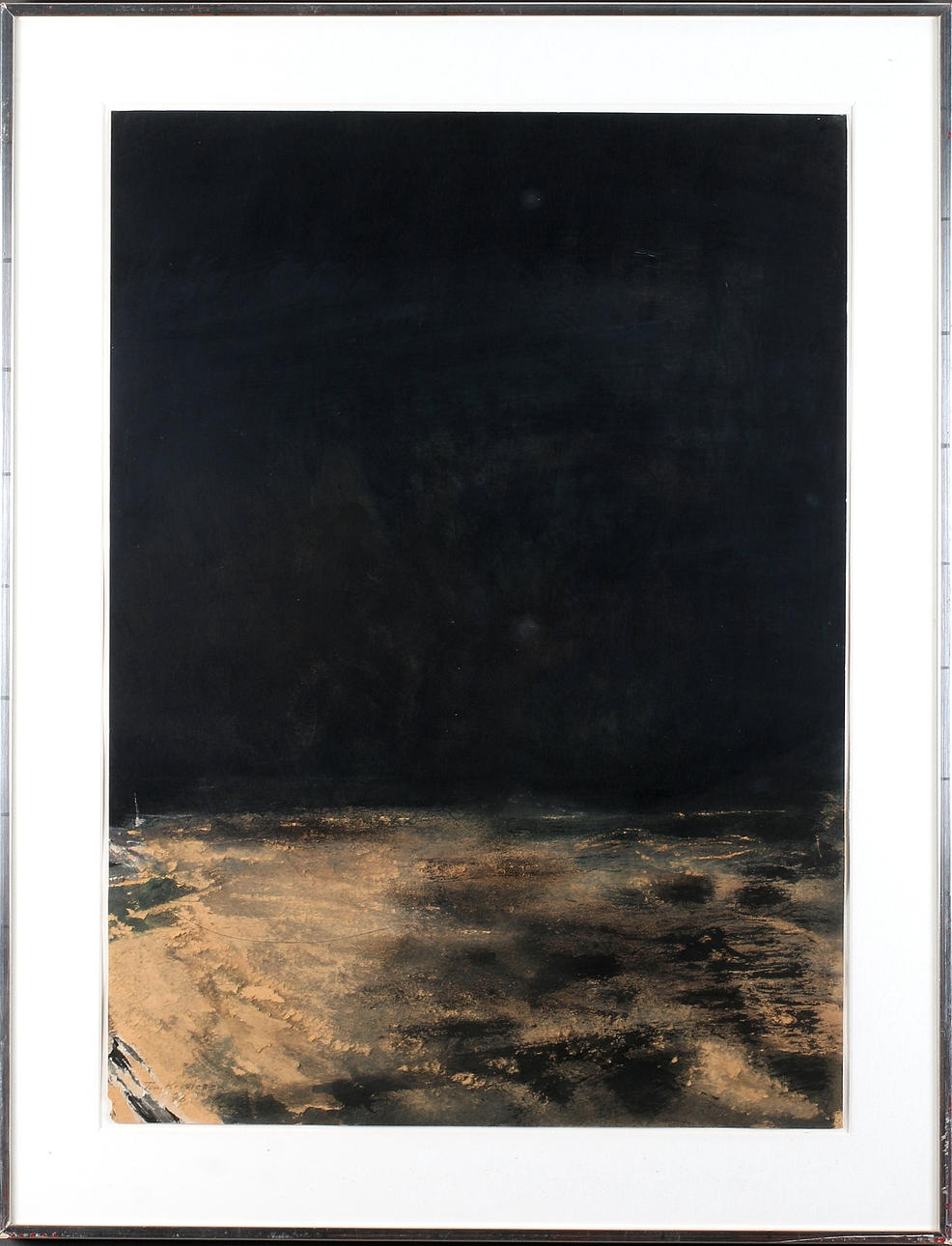 TOM KRESTESEN. Komposition i svart på papper, blandteknik, signerad och daterad.