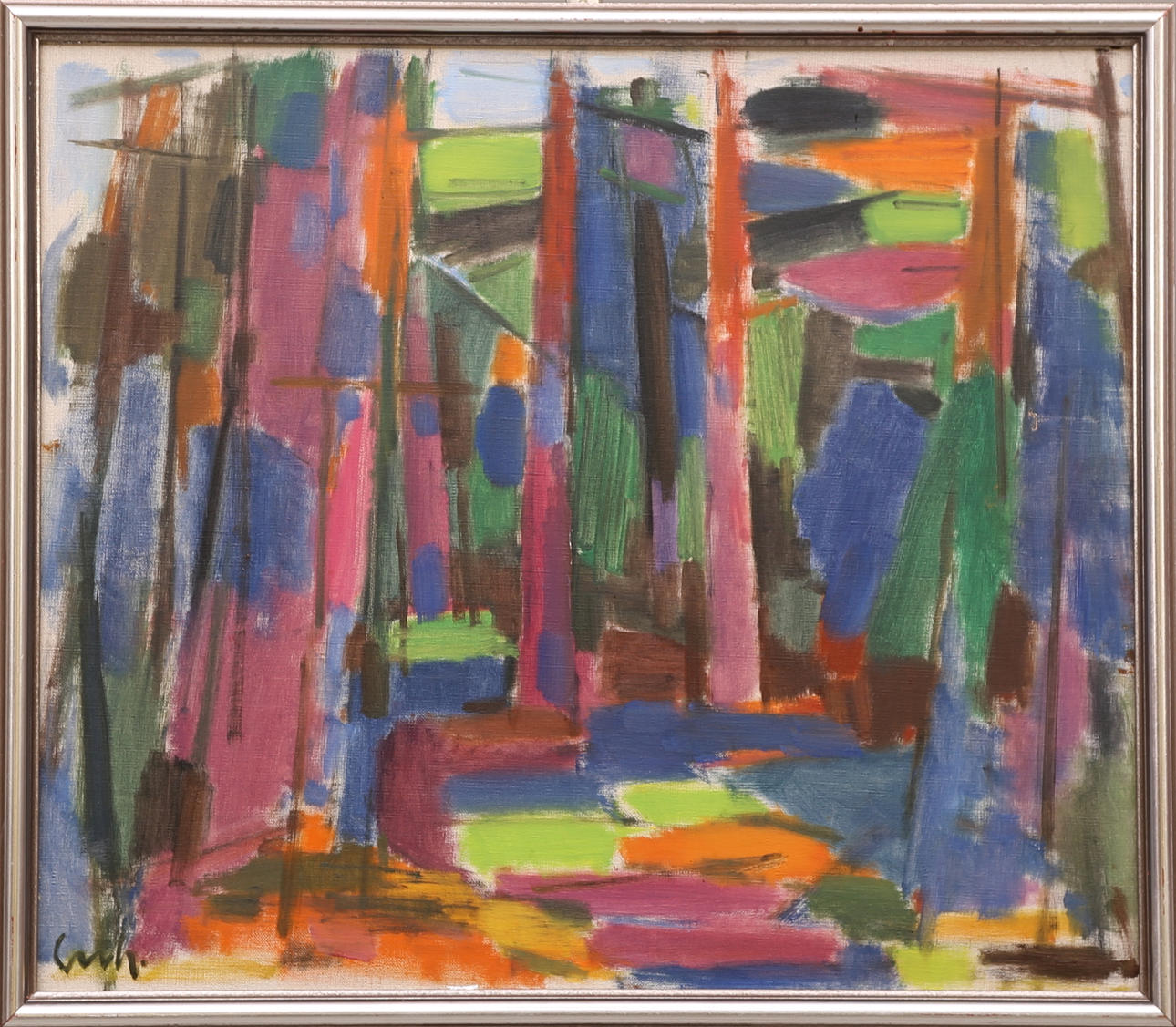 GERHARD LUNDBERG. TAVLA, olja duk, signerad Gerh., skog.