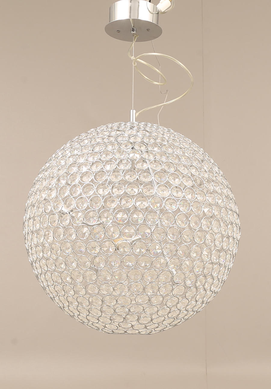 CEILING LAMP, white metal with prisms.