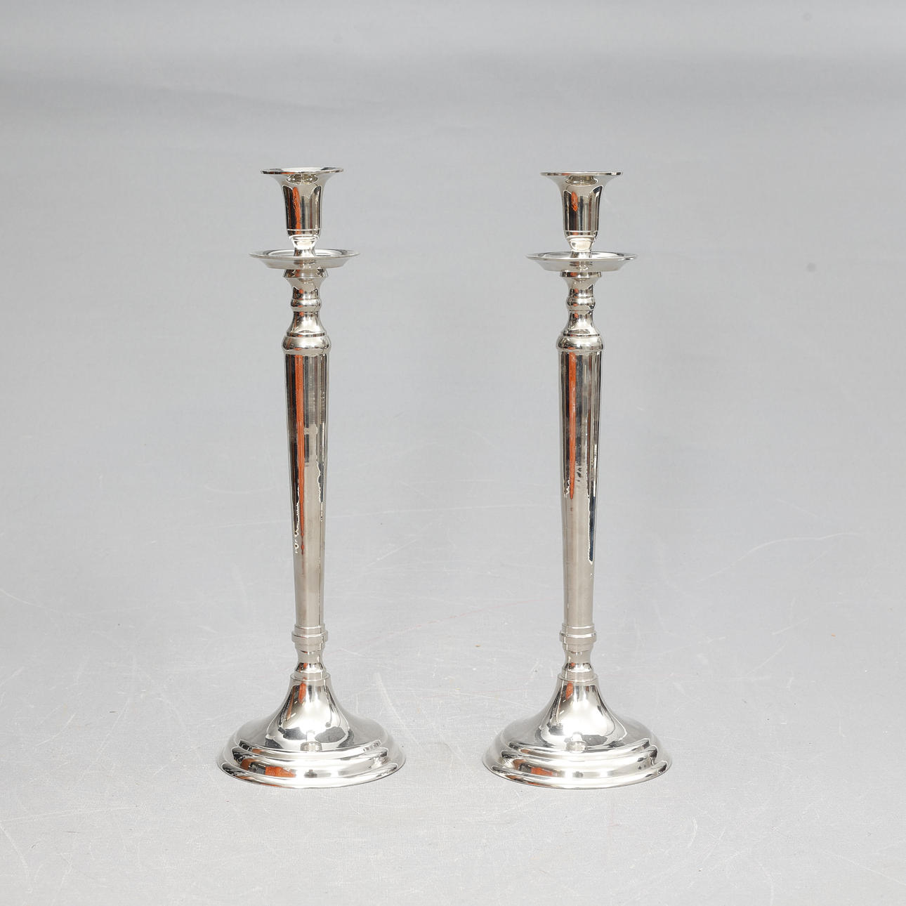 CANDLESTICKS, a pair, metal.