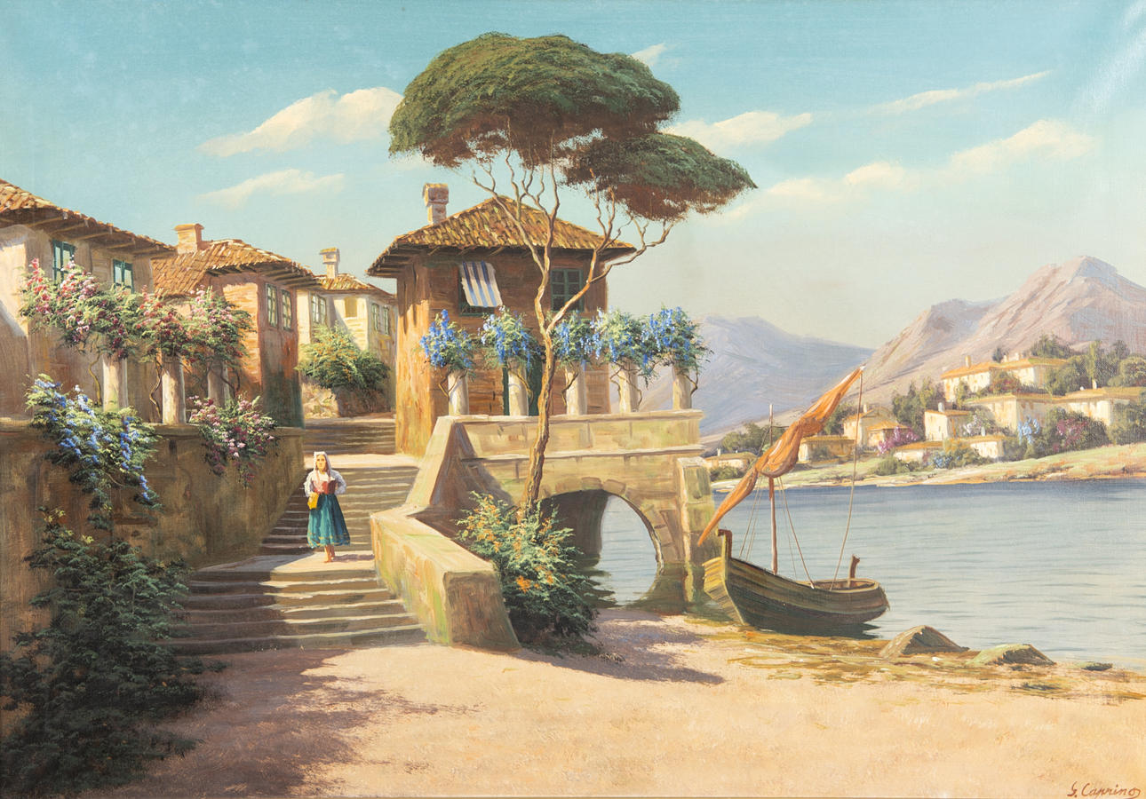 OIDENTIFIERAD KONSTNÄR. Italiensk kustbild, olja på duk, signerad G. Caprino.