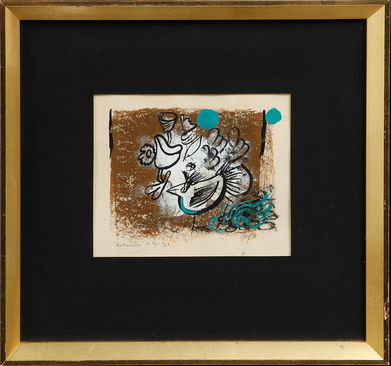 MADELEINE PYK. “The Garden”, gouache, signed and dated 1969.