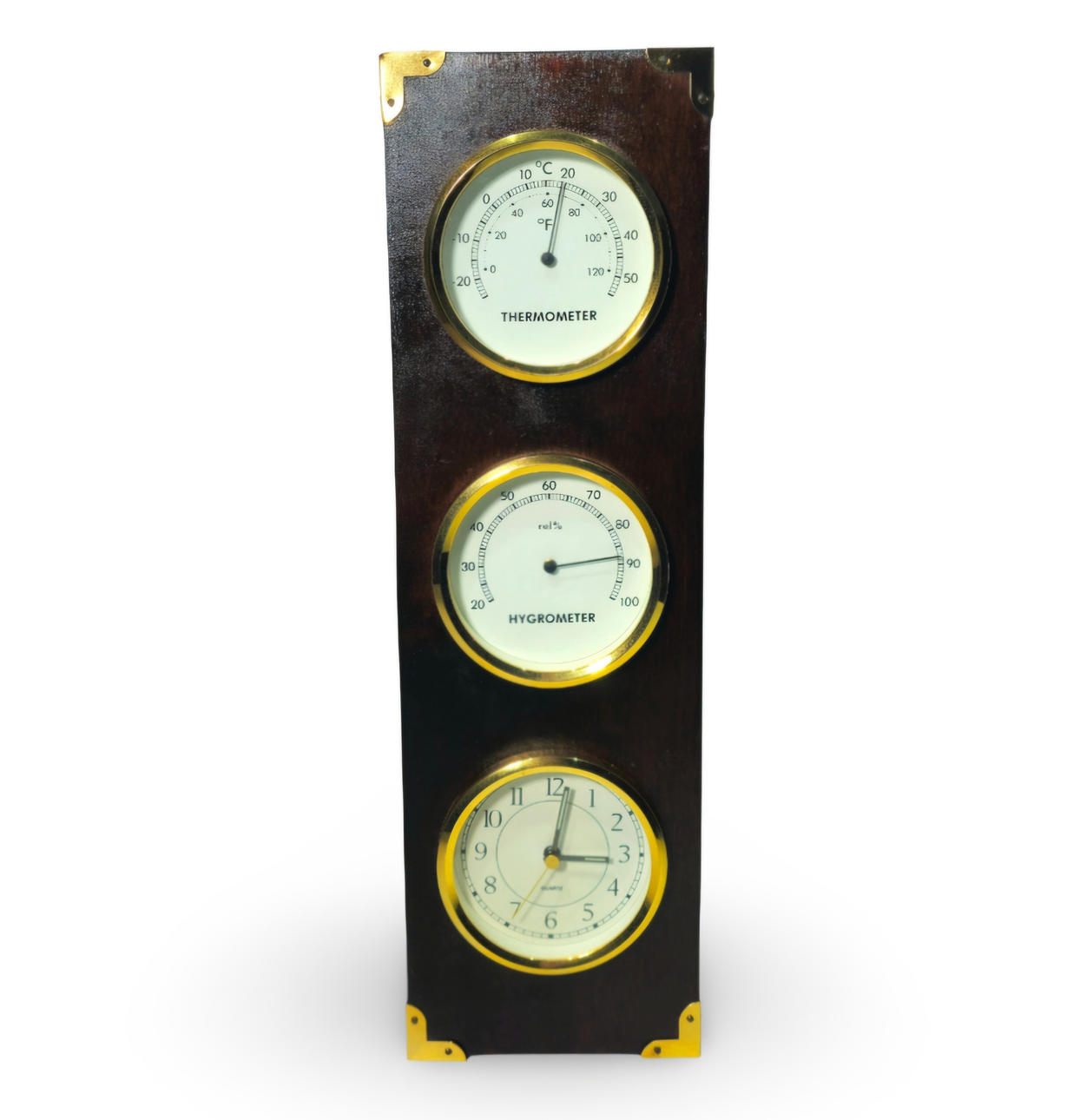 Nautical style weather station. Thermometer, Hygrometer and clock.