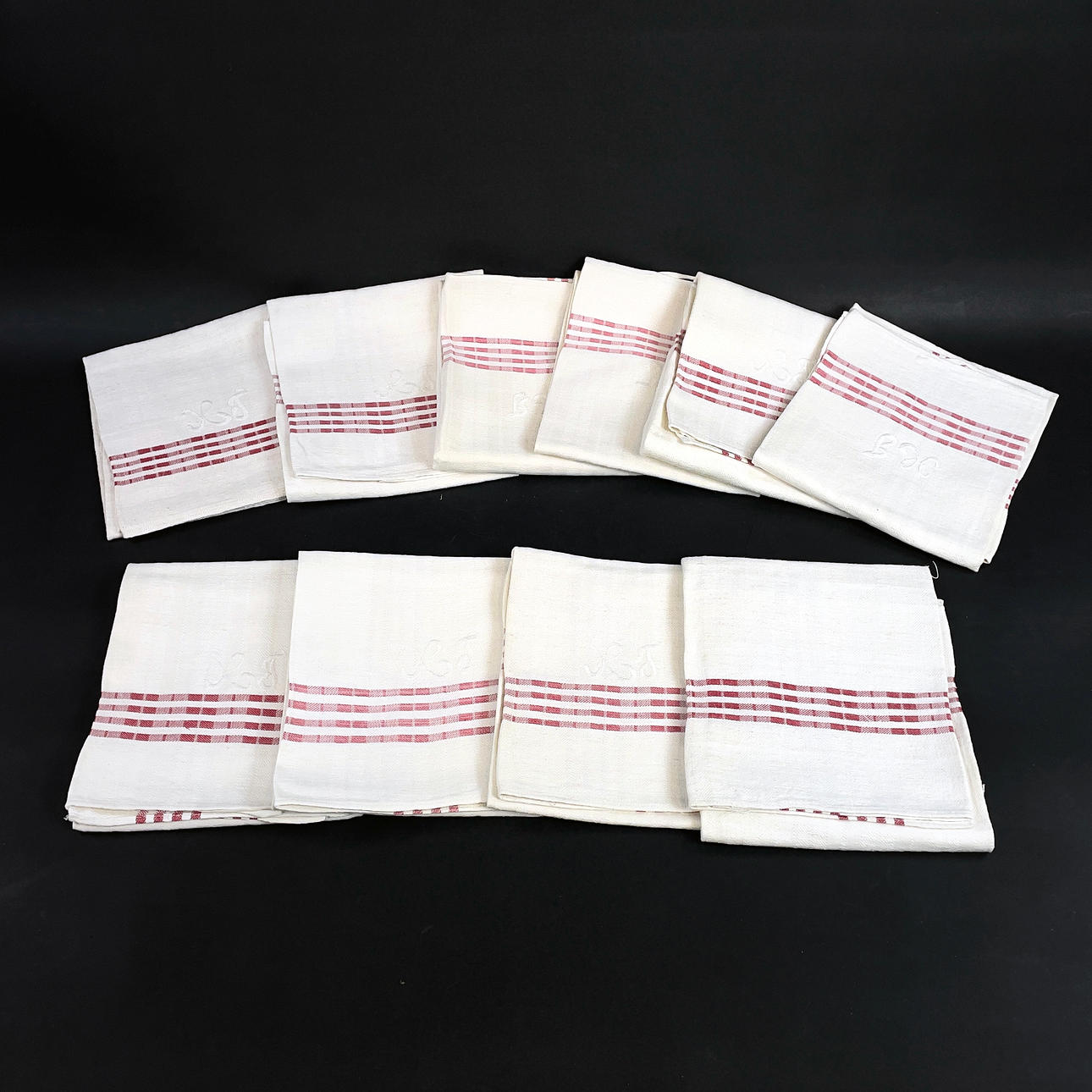 KITCHEN TOWELS, 10 pcs, linen, 20th century.