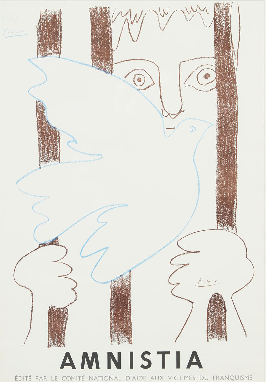 PABLO PICASSO. 'Amnistia', hand-signed poster.