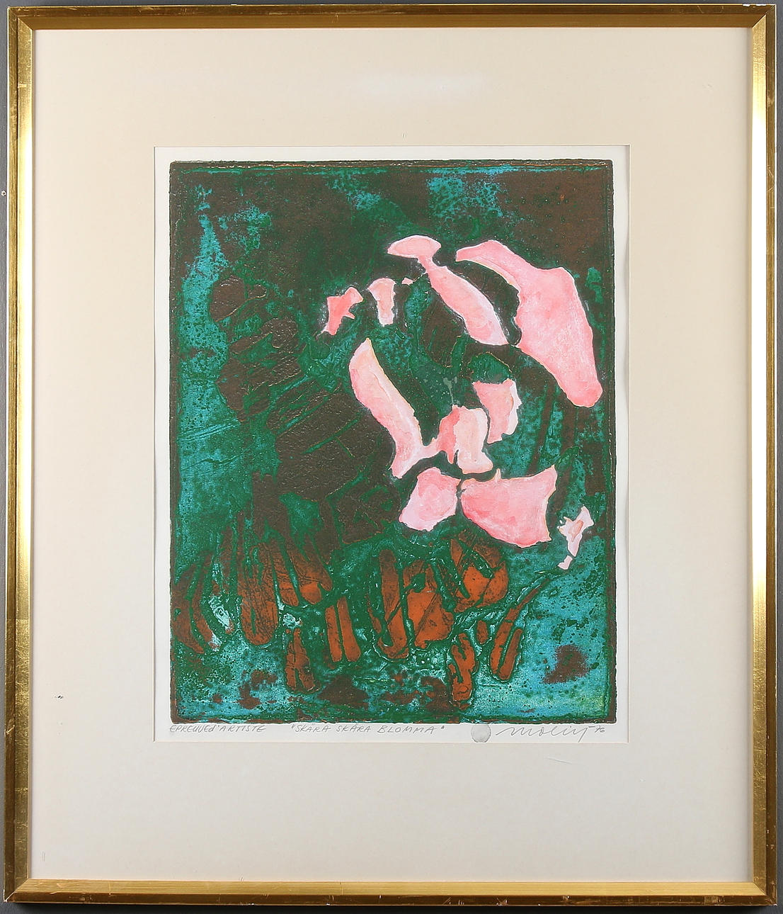 BRITA MOLIN. "Skära, skära blomma", litografi, signerad EA och daterad -76.