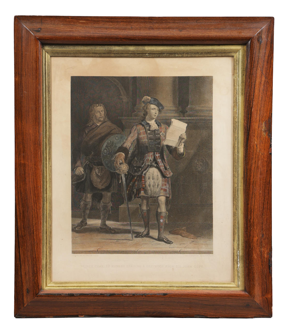 AN ENGRAVING, "PRINCE CHARLES EDWARD READING A DESPATCH FROM SIR JOHN COPE".