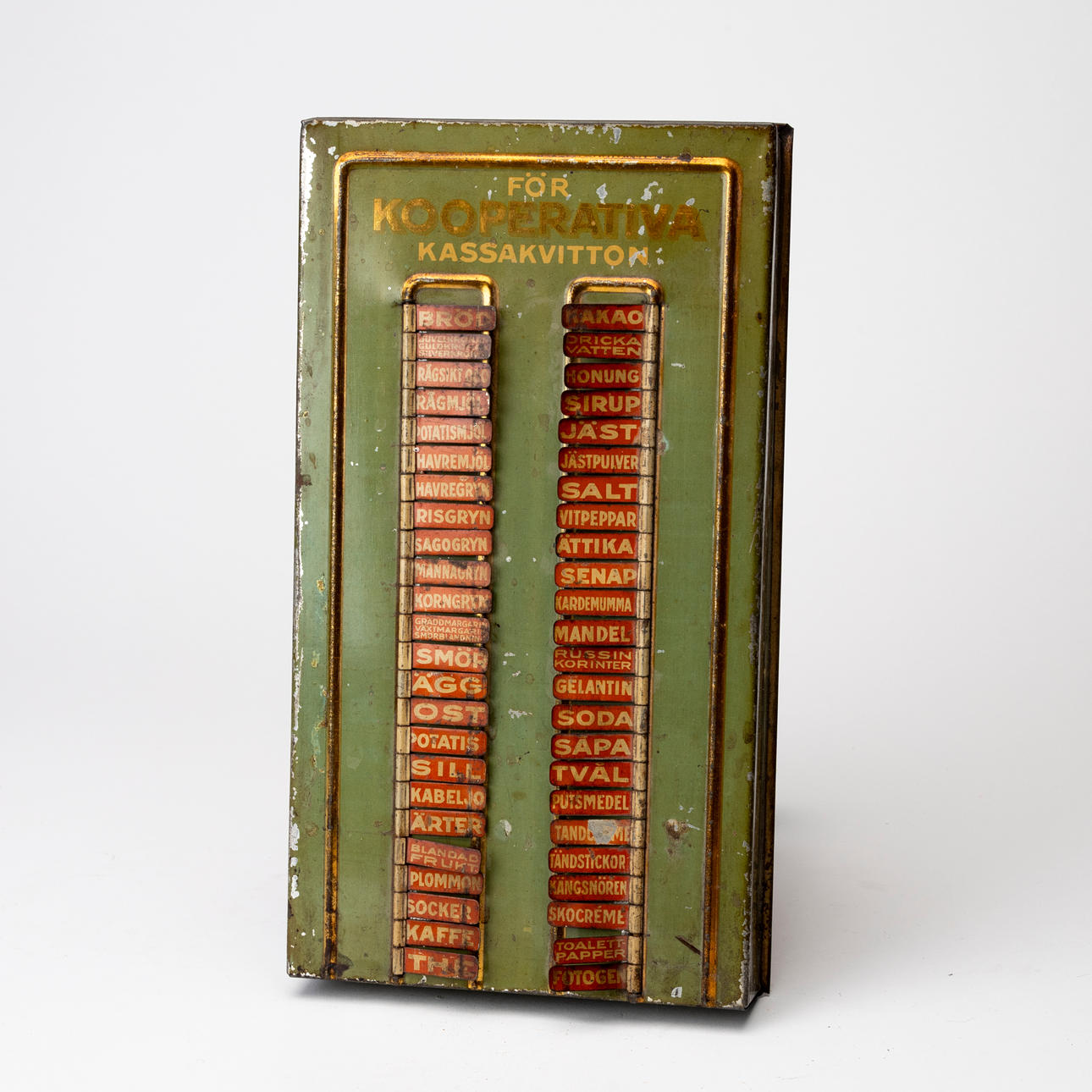 INKÖPSTAVLA, plåt, "För Kooperativa Kassakvitton".