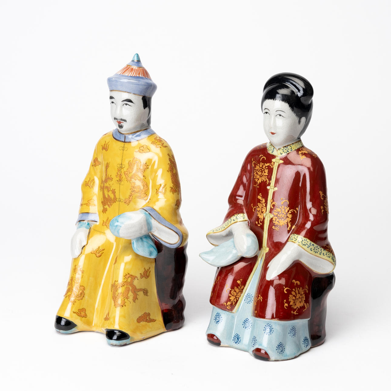 2 ceramic figurines, oriental, contemporary.