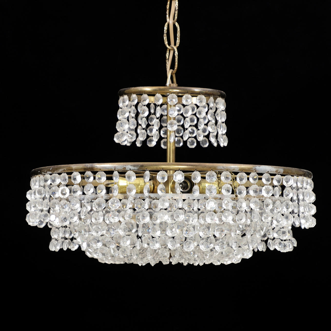 LJUSKRONA, prismor/mässing, 1900-talets mitt.