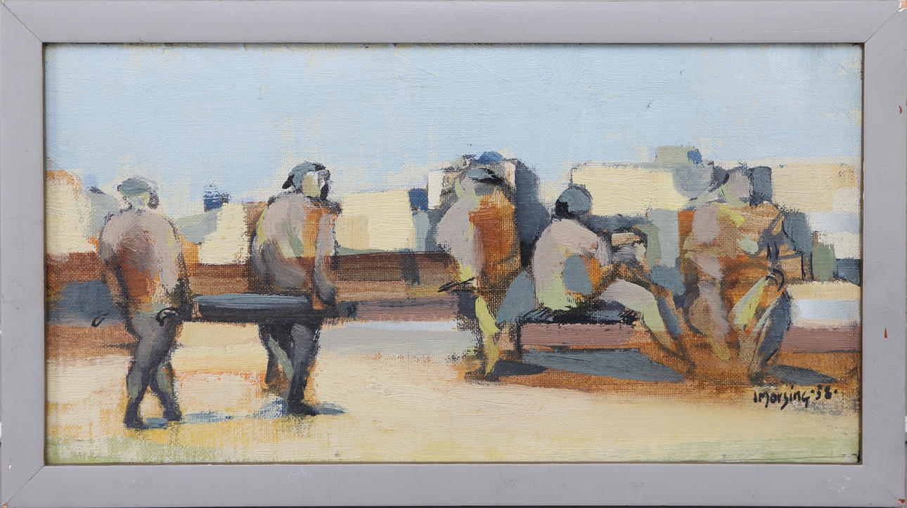 IVAR MORSING. "Arbete på stranden", olja på duk, signerad och daterad -59.
