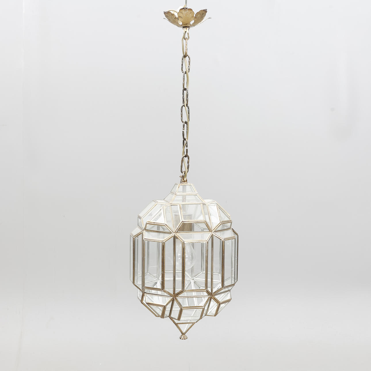 TAKLAMPA, glas/metall.