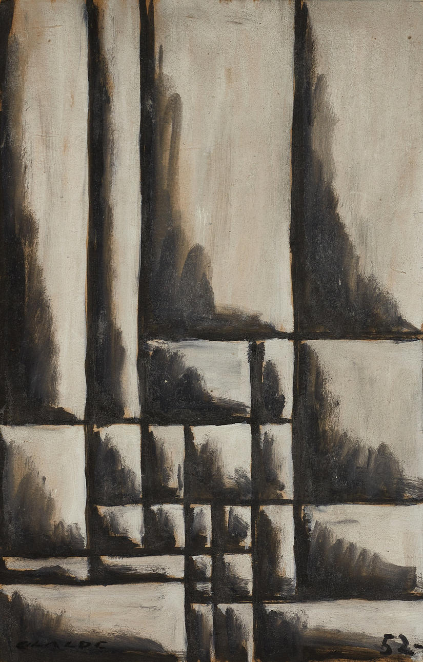 GASTÓN OLALDE (Uruguay, 1925-2003): Abstract composition, signed and dated Olalde -52, oil on panel.