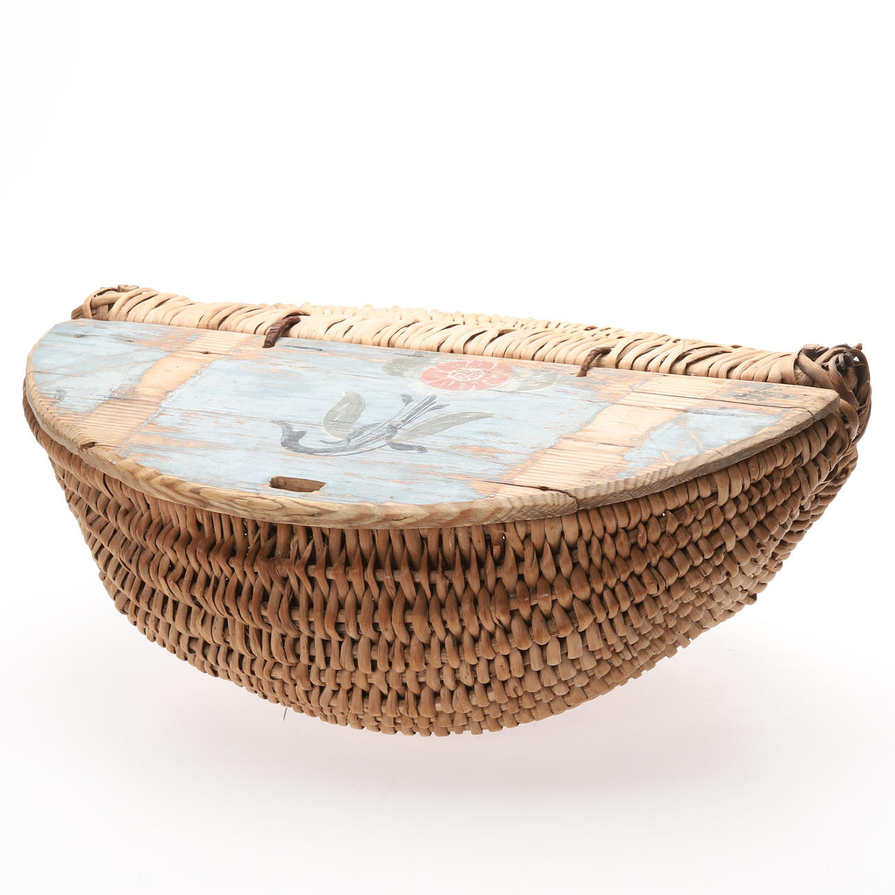 KORG med bemålat trälock. Allmoge.